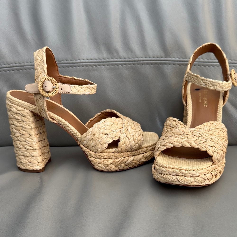 Kate Spade New York Disco Raffia Platform Sandals sz 6